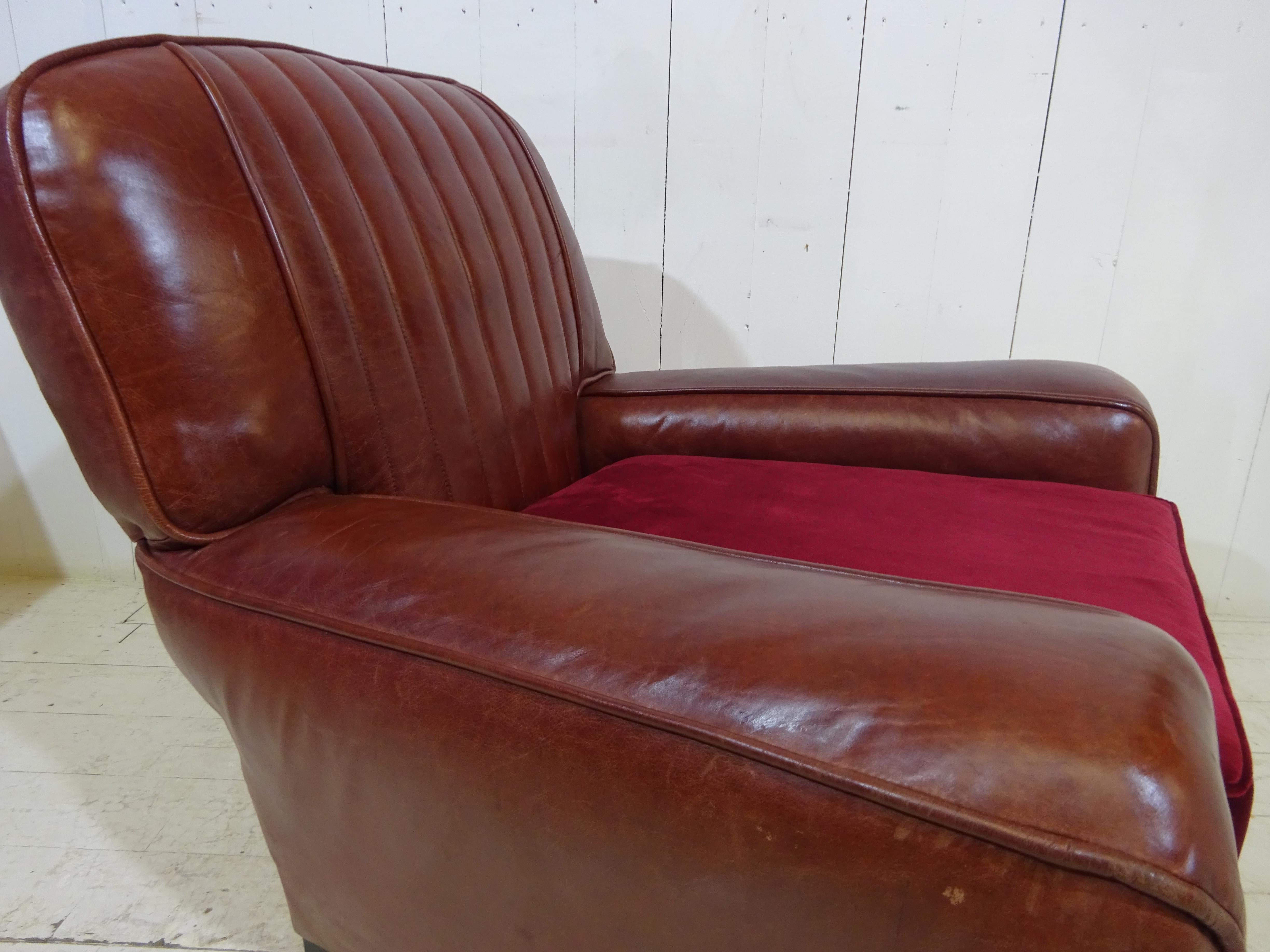 English 1950's Distressed Leather Club Chair