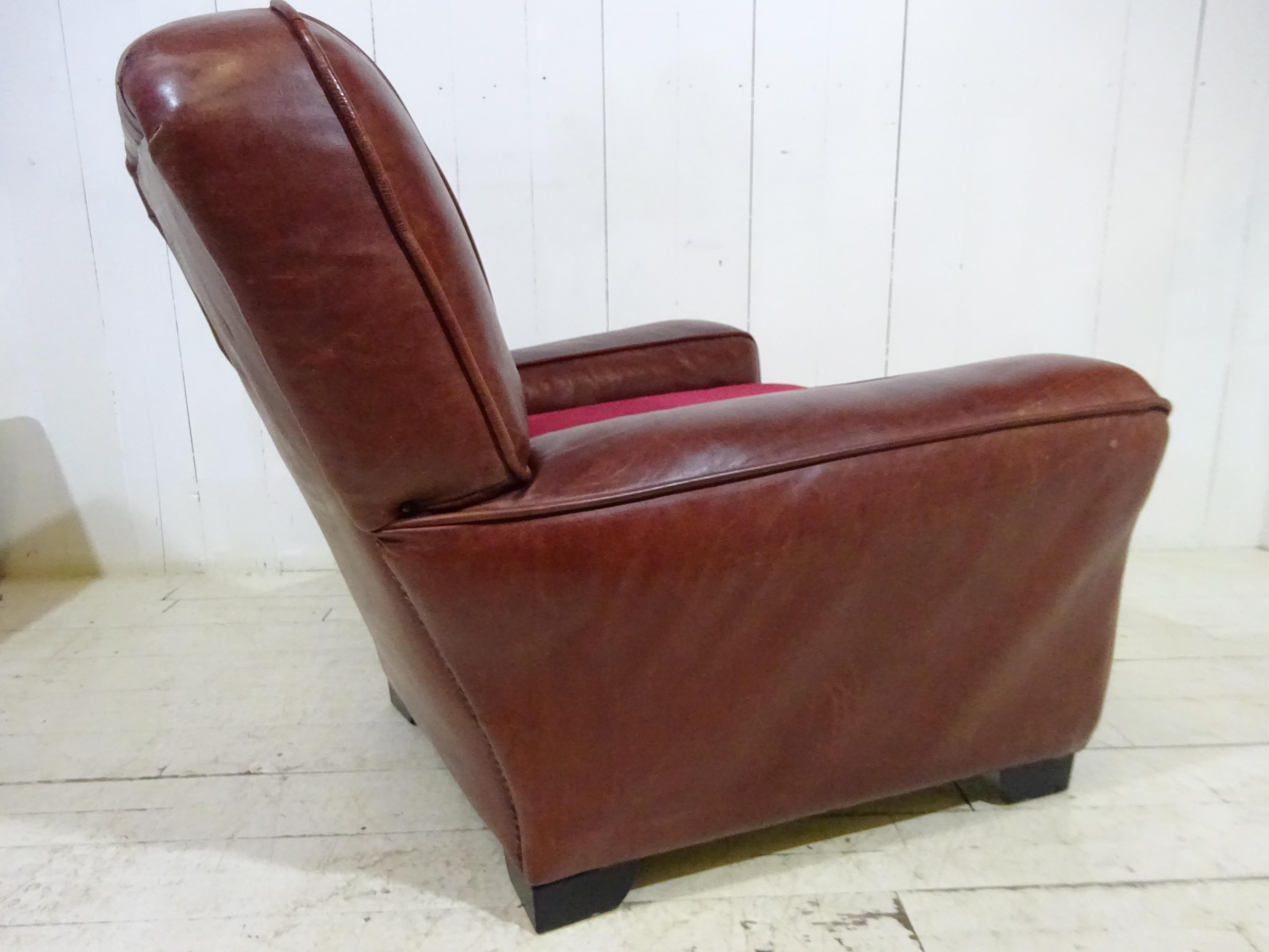 Mid-20th Century 1950's Distressed Leather Club Chair