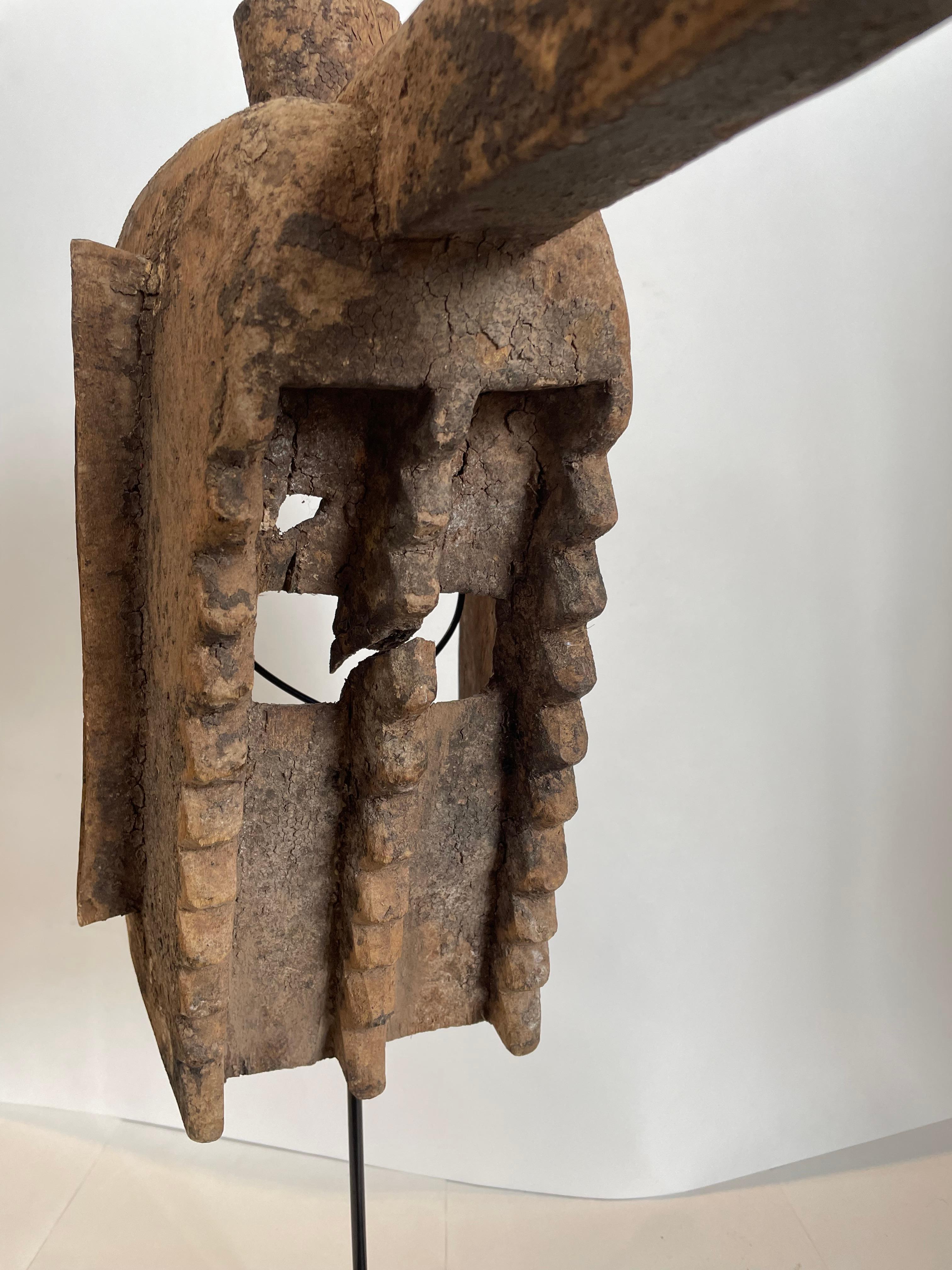 Máscara de danza africana Dogon de 950 con soporte 