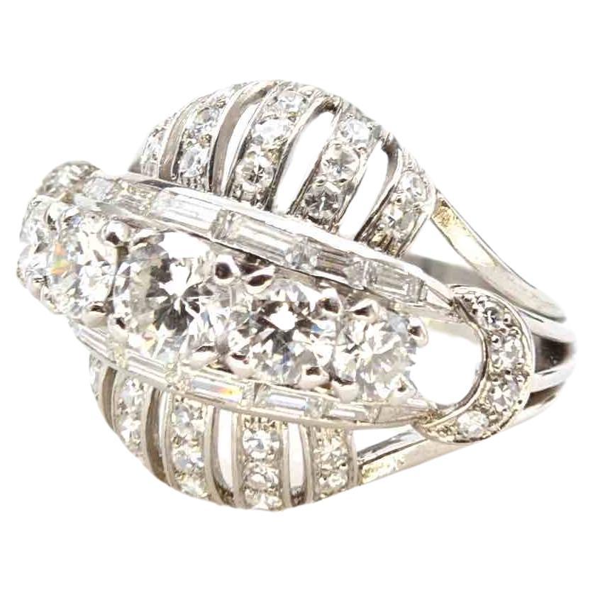 1950s dome diamond ring in platinum For Sale