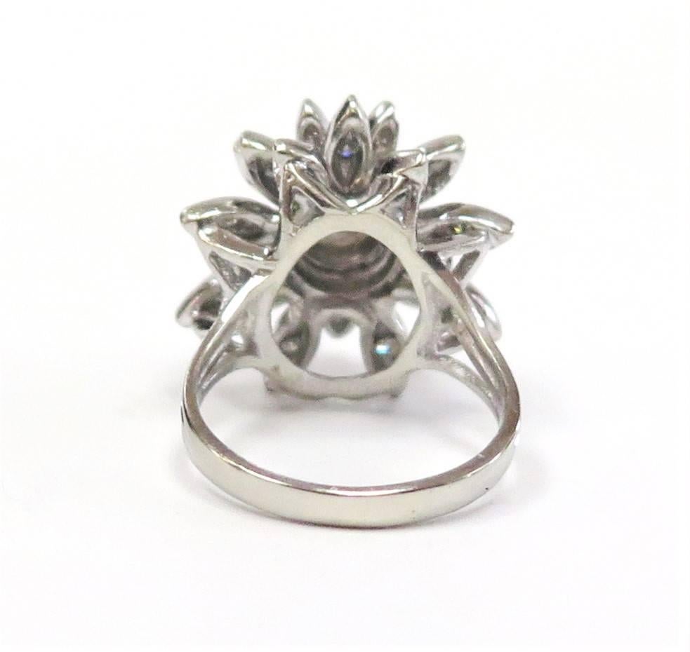 Retro 1950s Domed Diamond Cluster Flower Ring or Total Diamond Weight 0.86 Carat