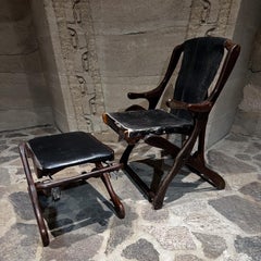 Don Shoemaker Scissor Style Sling Chair & Stool Mexico Mid Century