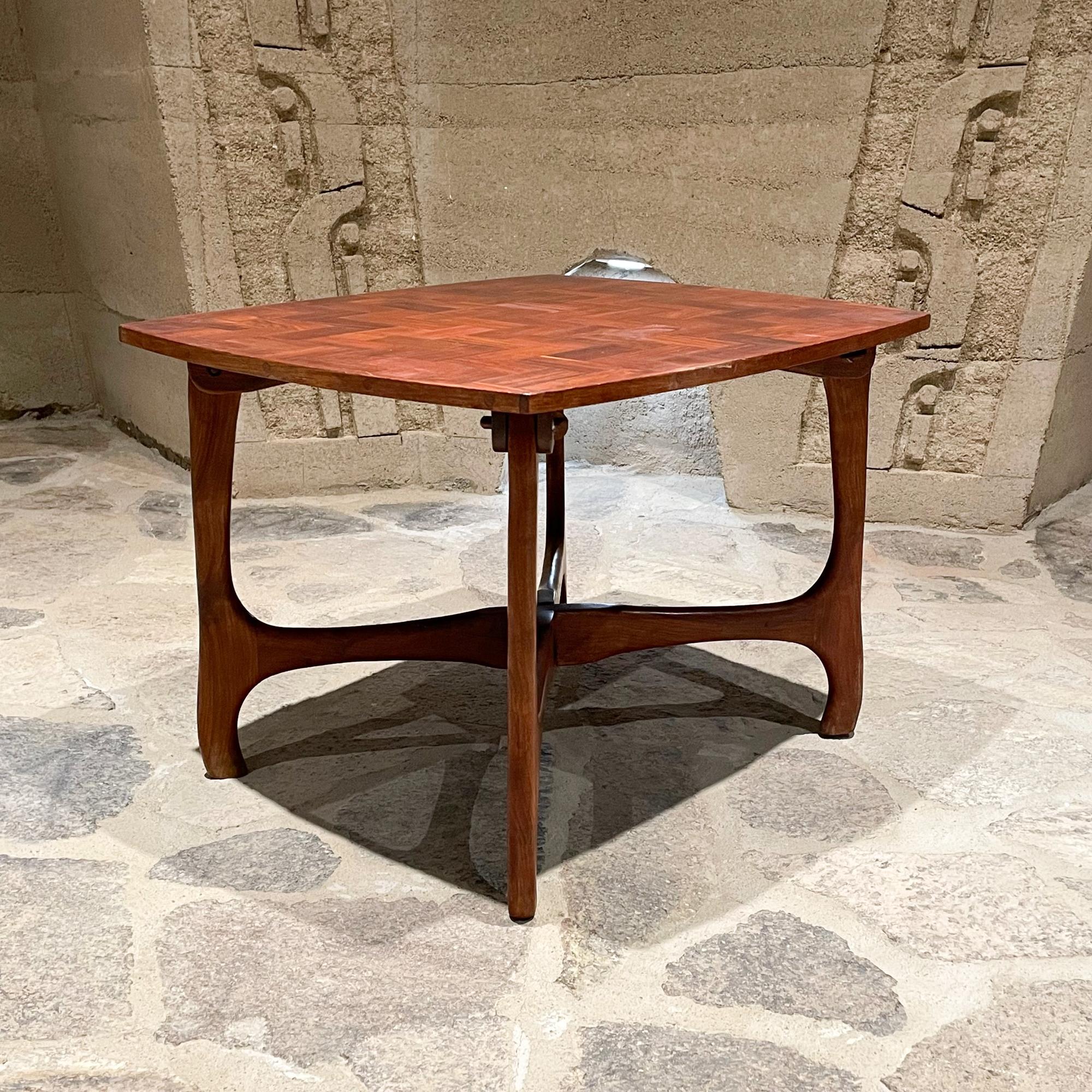 Mexican 1950s Don Shoemaker Señal Side Table Exotic Cocobolo Marquetry Michoacan Mexico 