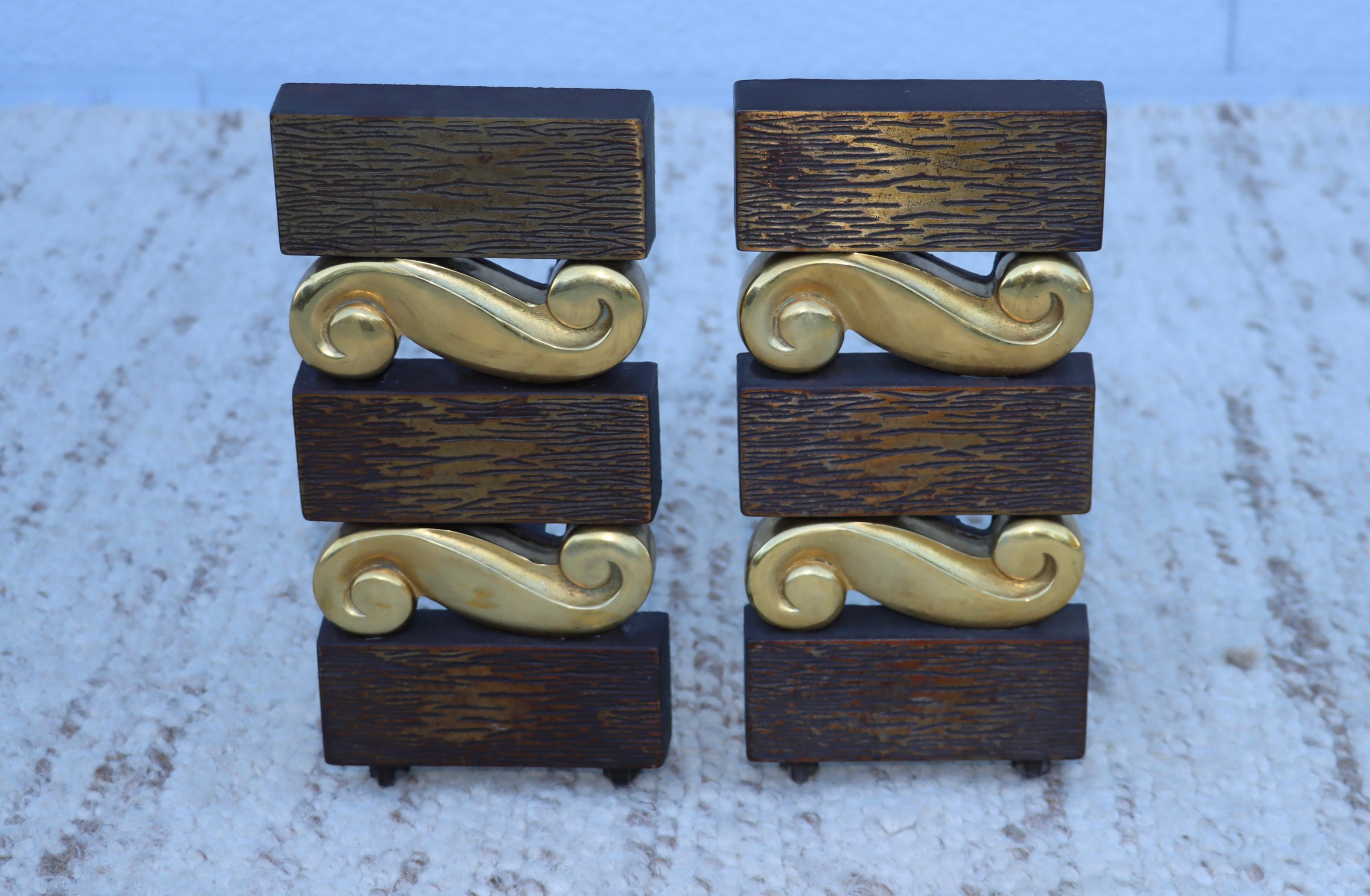 1950's Donald Deskey Art-Deco Style Andirons In Good Condition For Sale In New York, NY