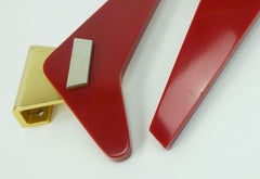 1950s DOOR HANDLES push handles red bakelite and aluminum streamline bungalow