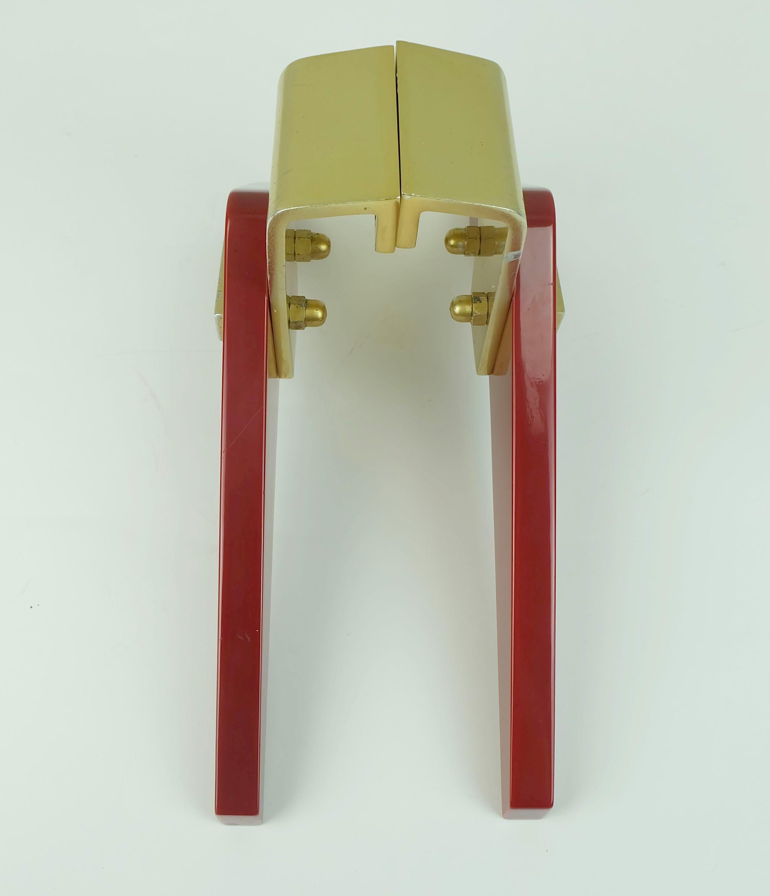 Aluminum 1950s DOOR HANDLES push handles red bakelite and aluminum streamline bungalow For Sale