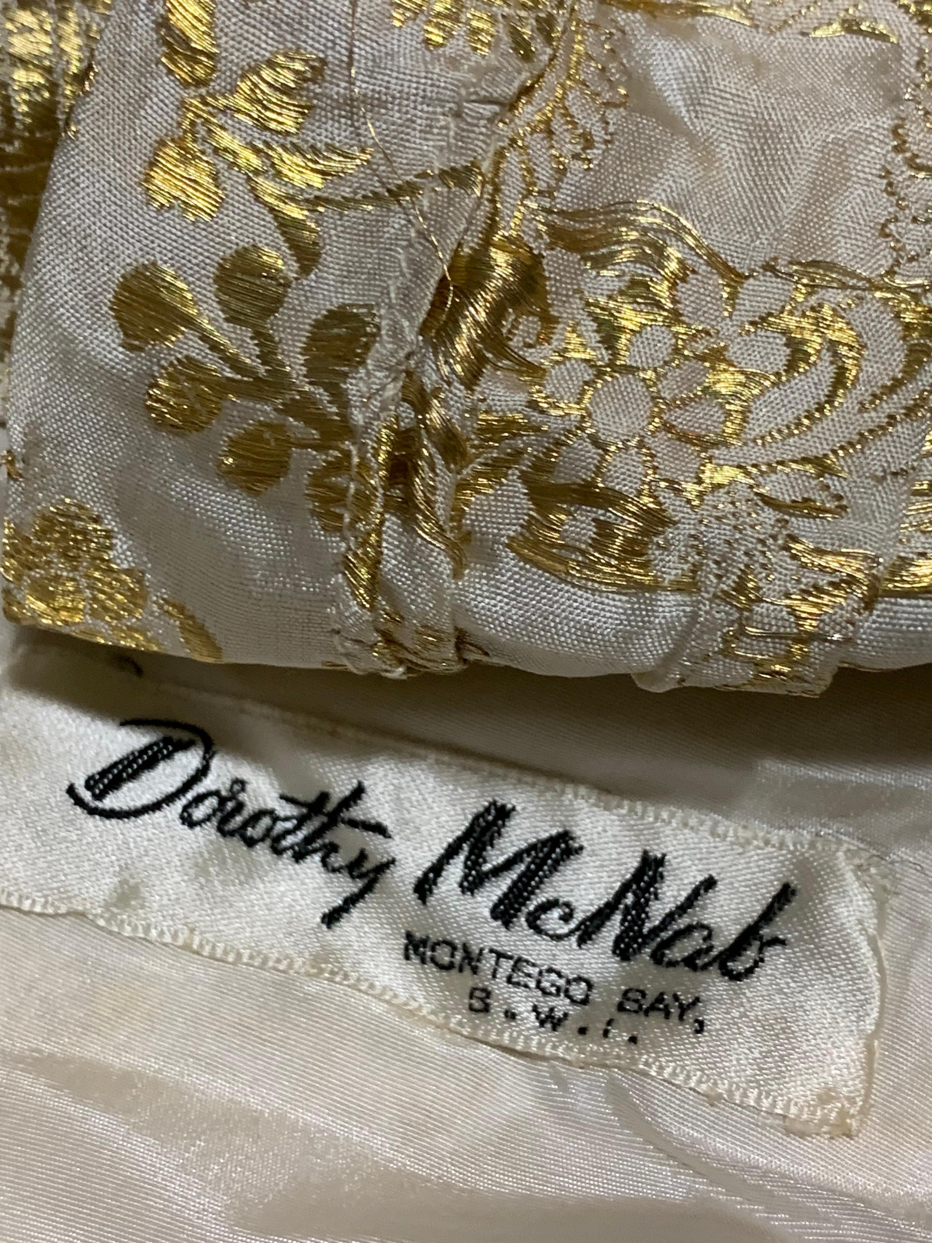 1950s Dorothy McNab Gold Lame & White Silk Sari-Inspired Gown w Waterfall Back (Robe inspirée du sari) en vente 15