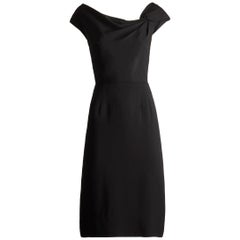 Robe fourreau de cocktail asymétrique noire vintage Dorothy O'Hara des années 1950