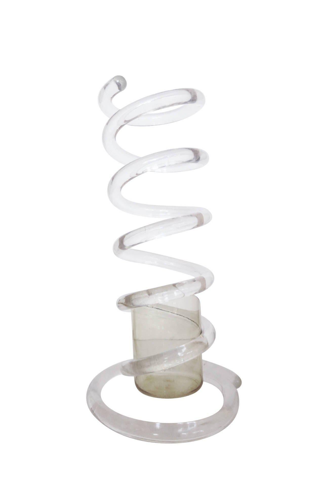 American 1950s Dorothy Thorpe Lucite Spiral Spring Umbrella Stand For Sale