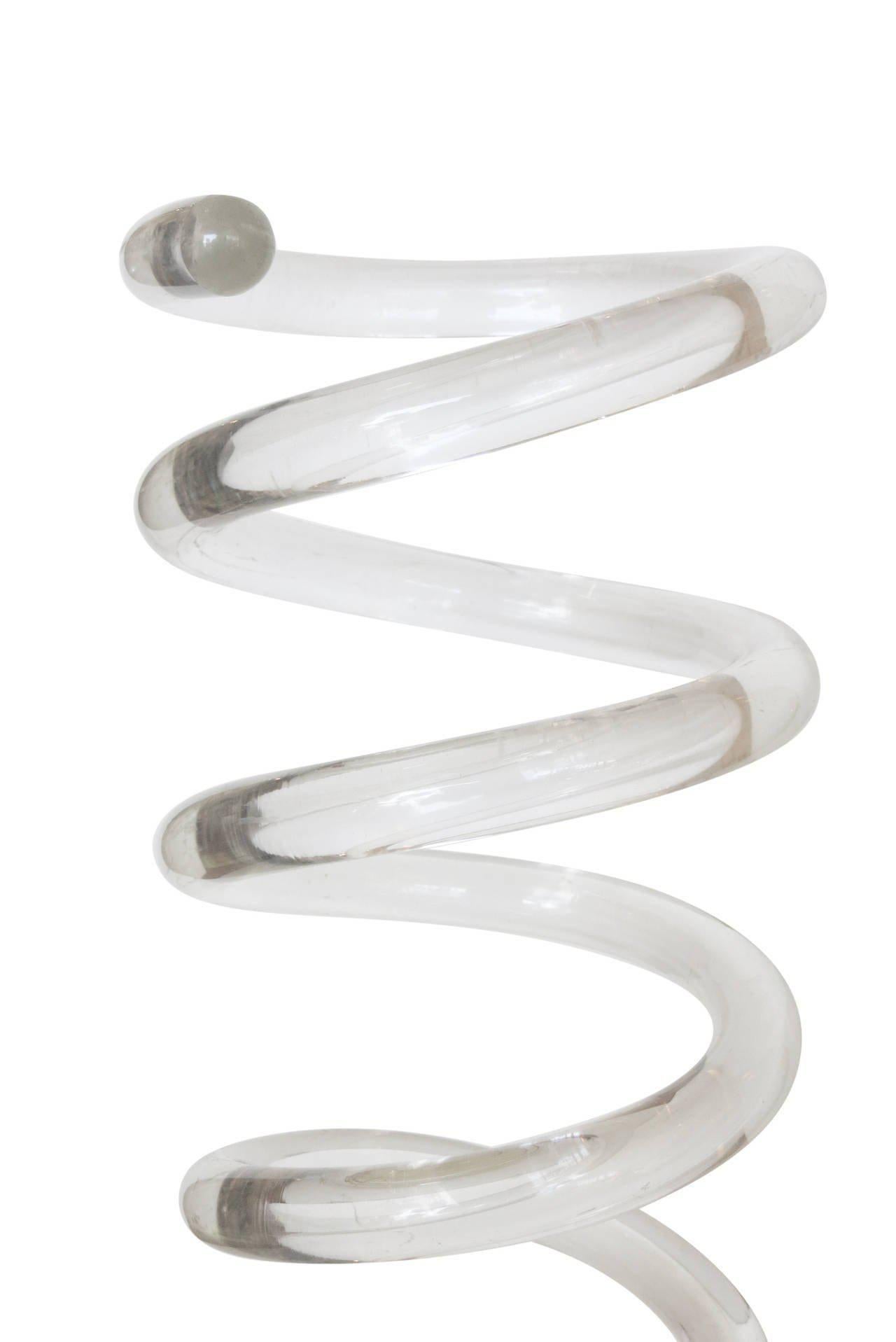 Acrylic 1950s Dorothy Thorpe Lucite Spiral Spring Umbrella Stand For Sale