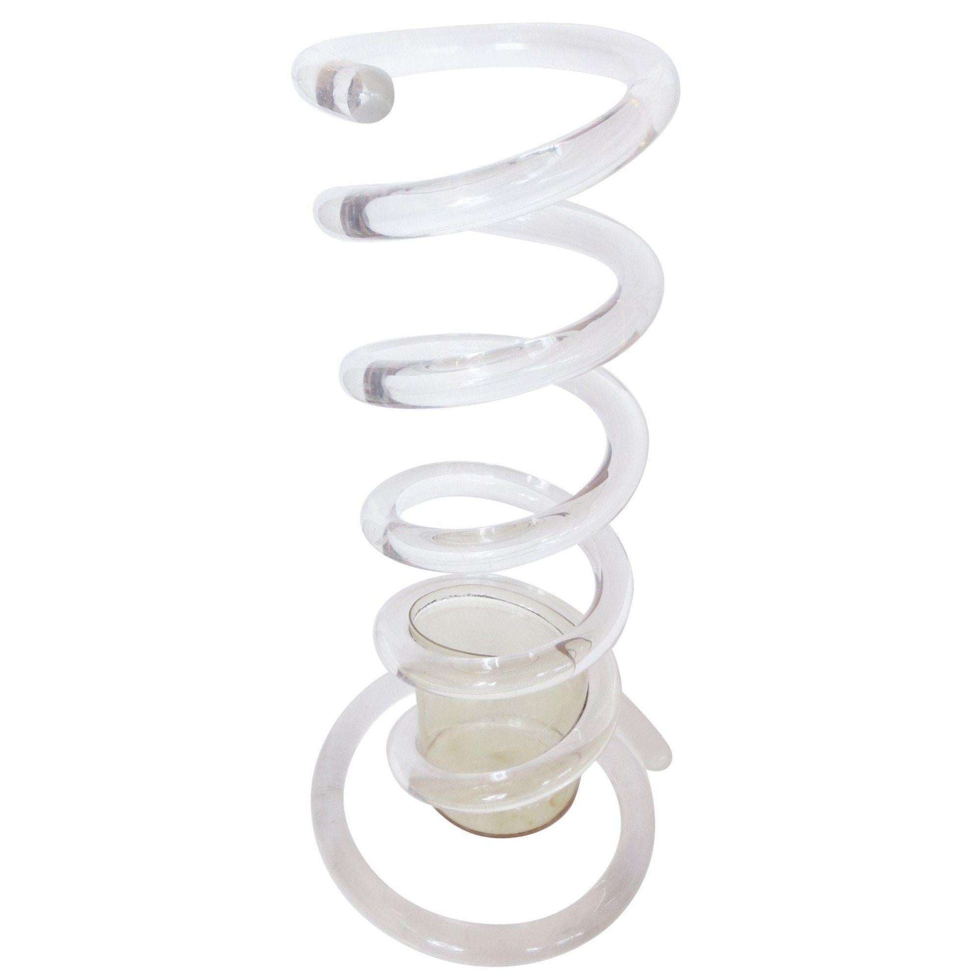 1950s Dorothy Thorpe Lucite Spiral Spring Umbrella Stand For Sale 2