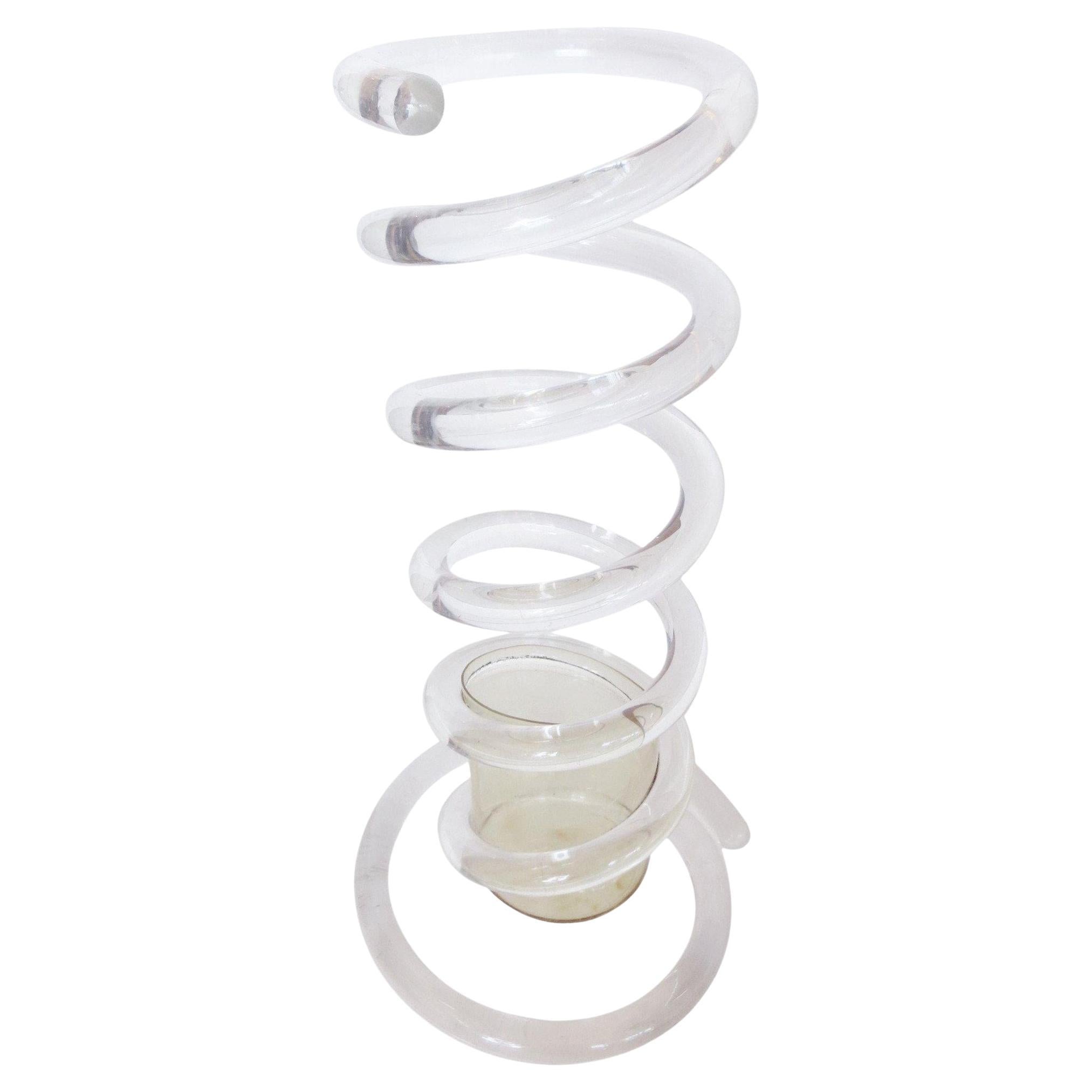1950s Dorothy Thorpe Lucite Spiral Spring Umbrella Stand For Sale