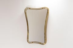 1950s Double Brass Italian Modern Gio Ponti Style Wall Mirror