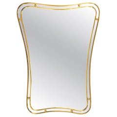 1950s Double Brass Italian Modern Gio Ponti Style Wall Mirror