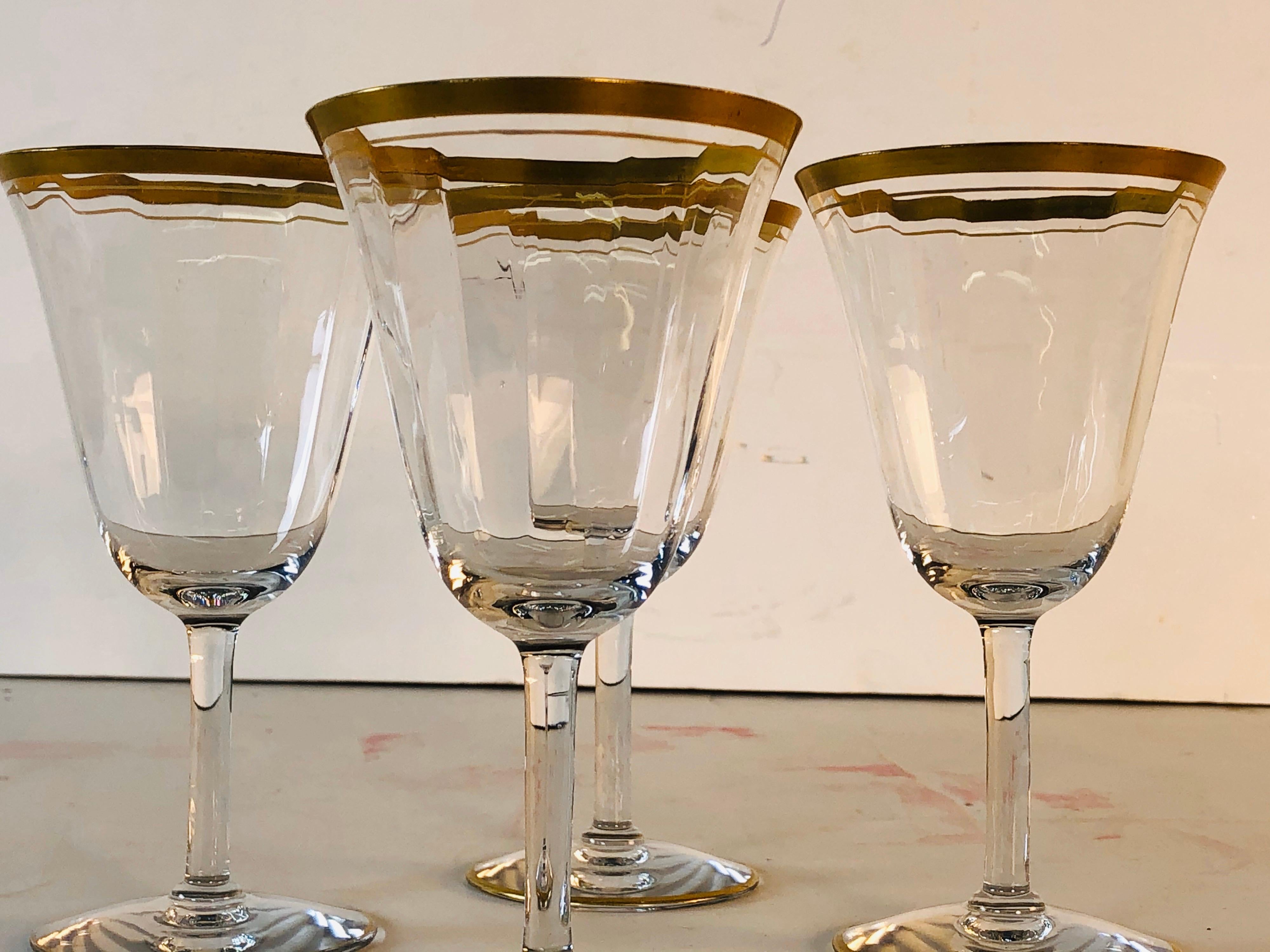 vintage wine glasses with gold rim