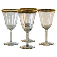 1950s Double Gold Rim Wine Stems, Set of 4