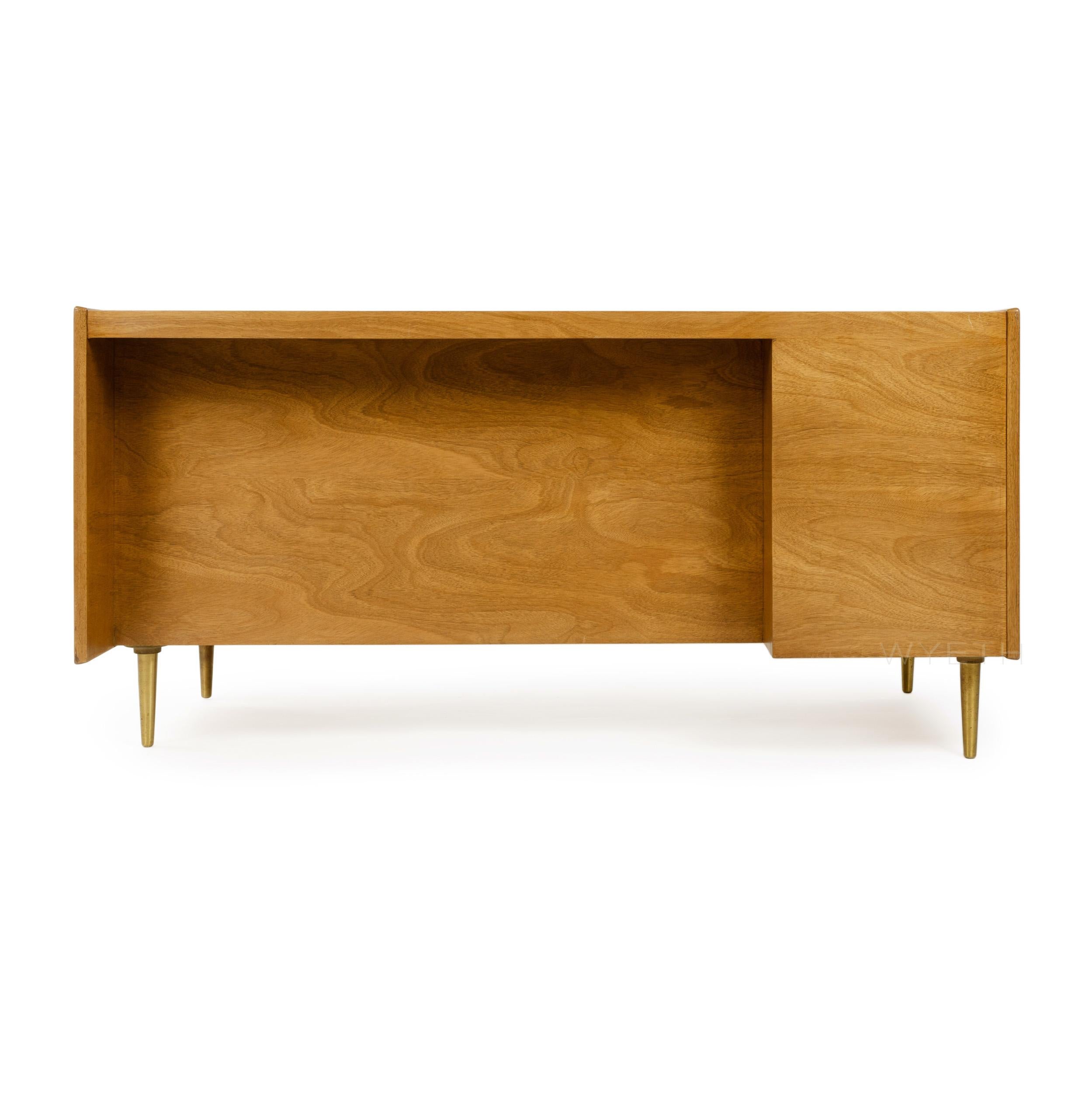 Bleached 1950s Double Pedestal Desk by Edward Wormley for Dunbar