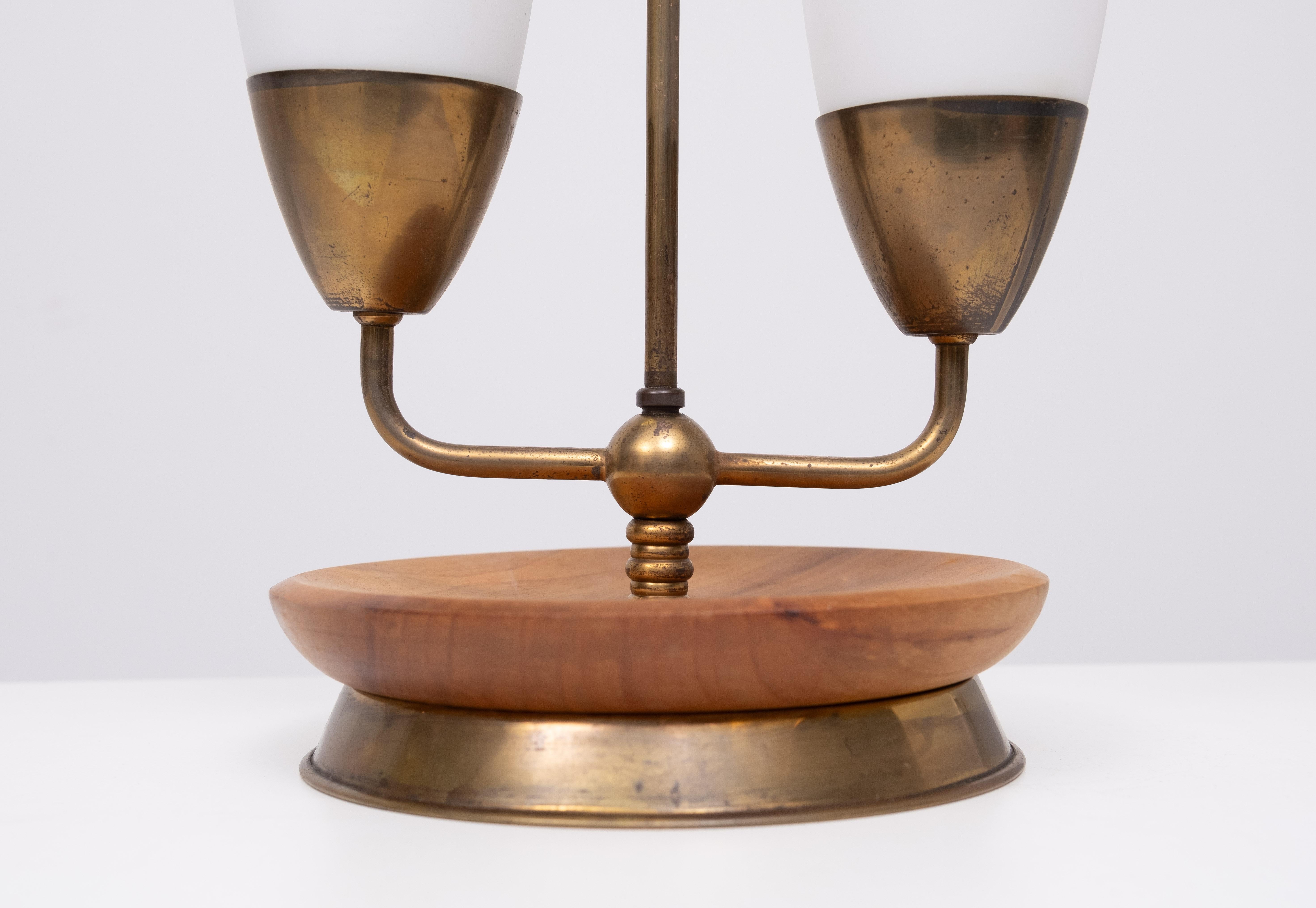 Teak 1950s  Double  shade Table lamp Philips For Sale