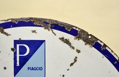 1950s Double-Sided Italian Enamel Vespa Piaggio Servizio Sign