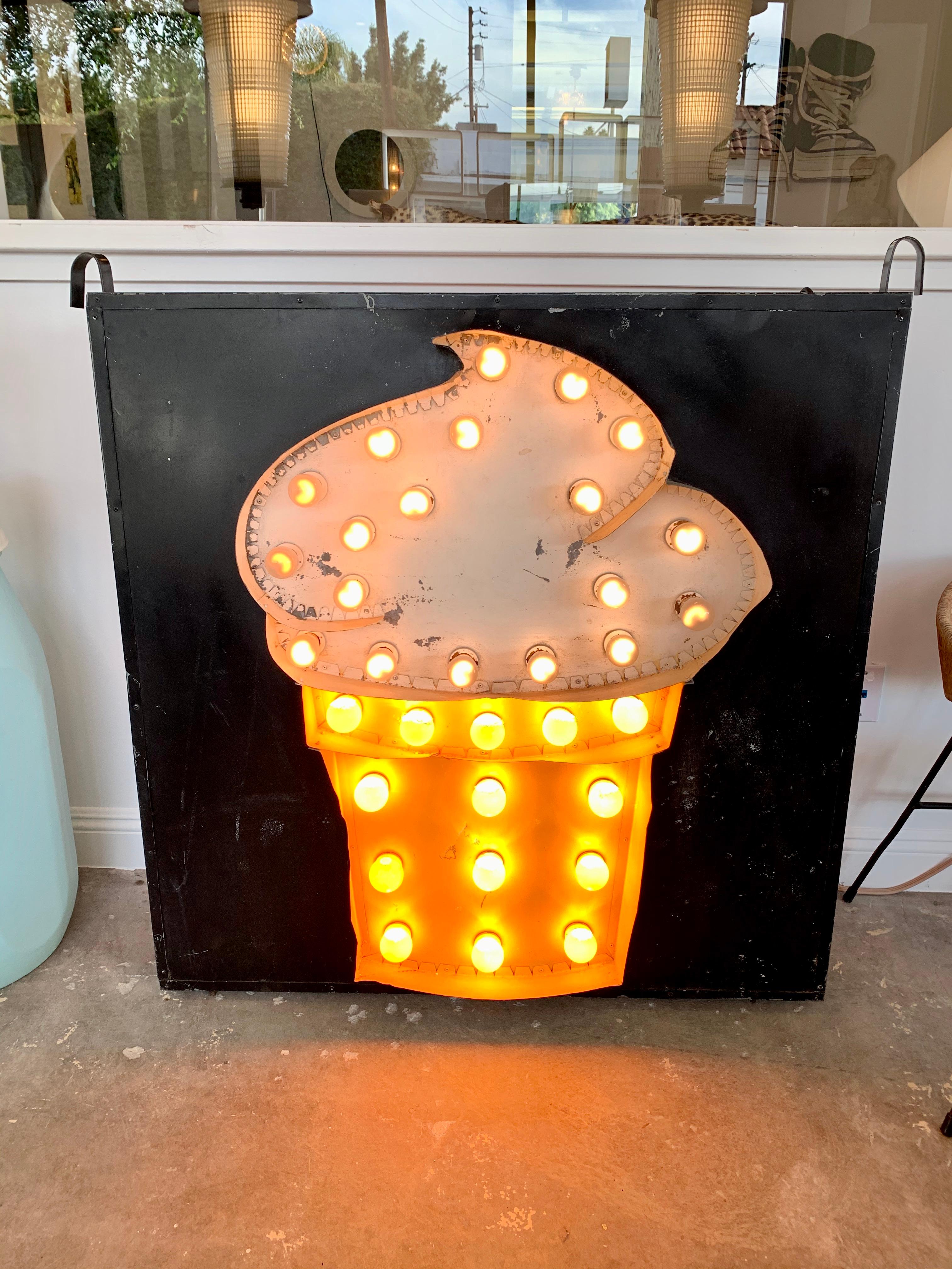 1950s Double Sided Light Up Ice Cream Sign For Sale 2
