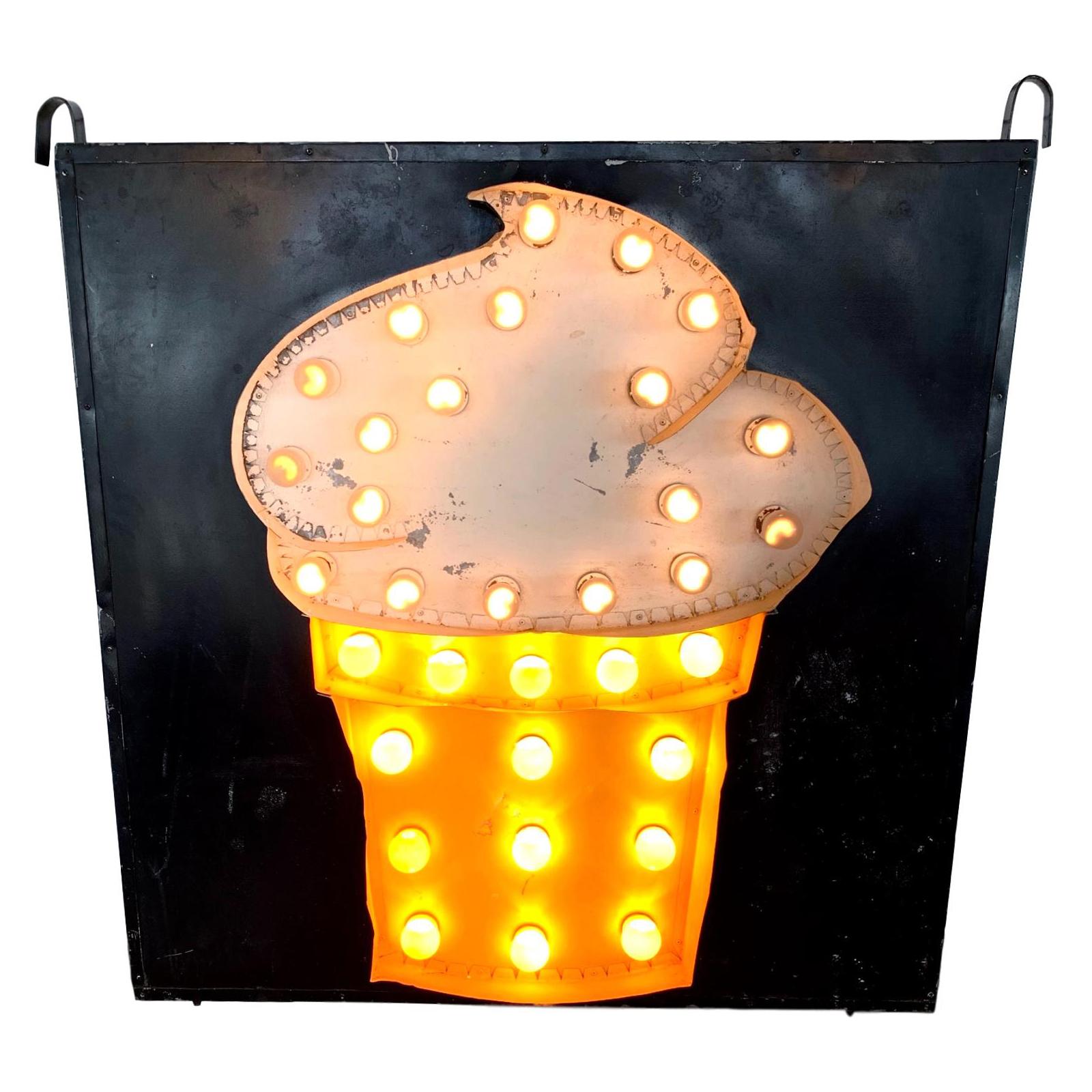 1950s Double Sided Light Up Ice Cream Sign