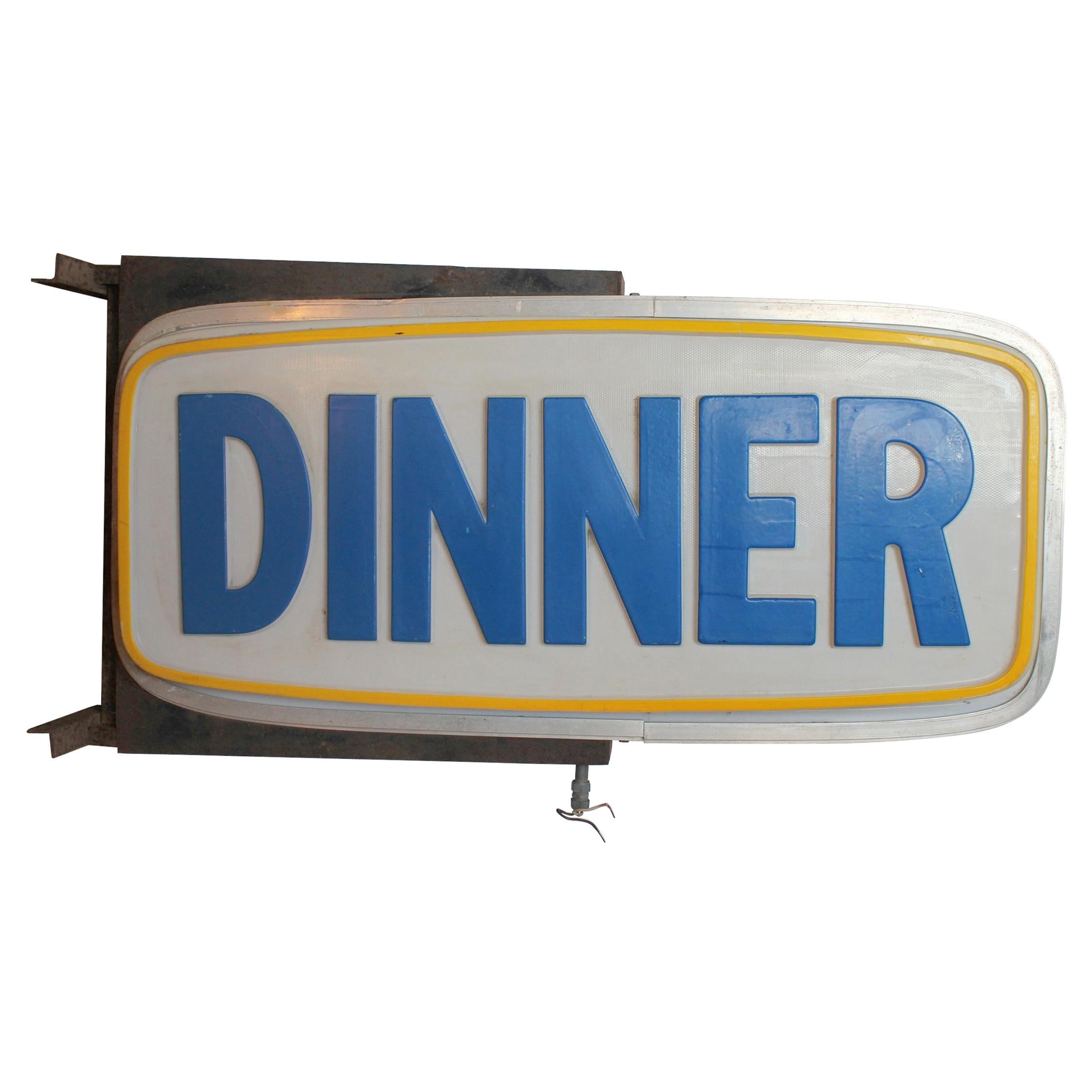 1950s Double-Sided Light Up Sign DINNER/BREAKFAST For Sale