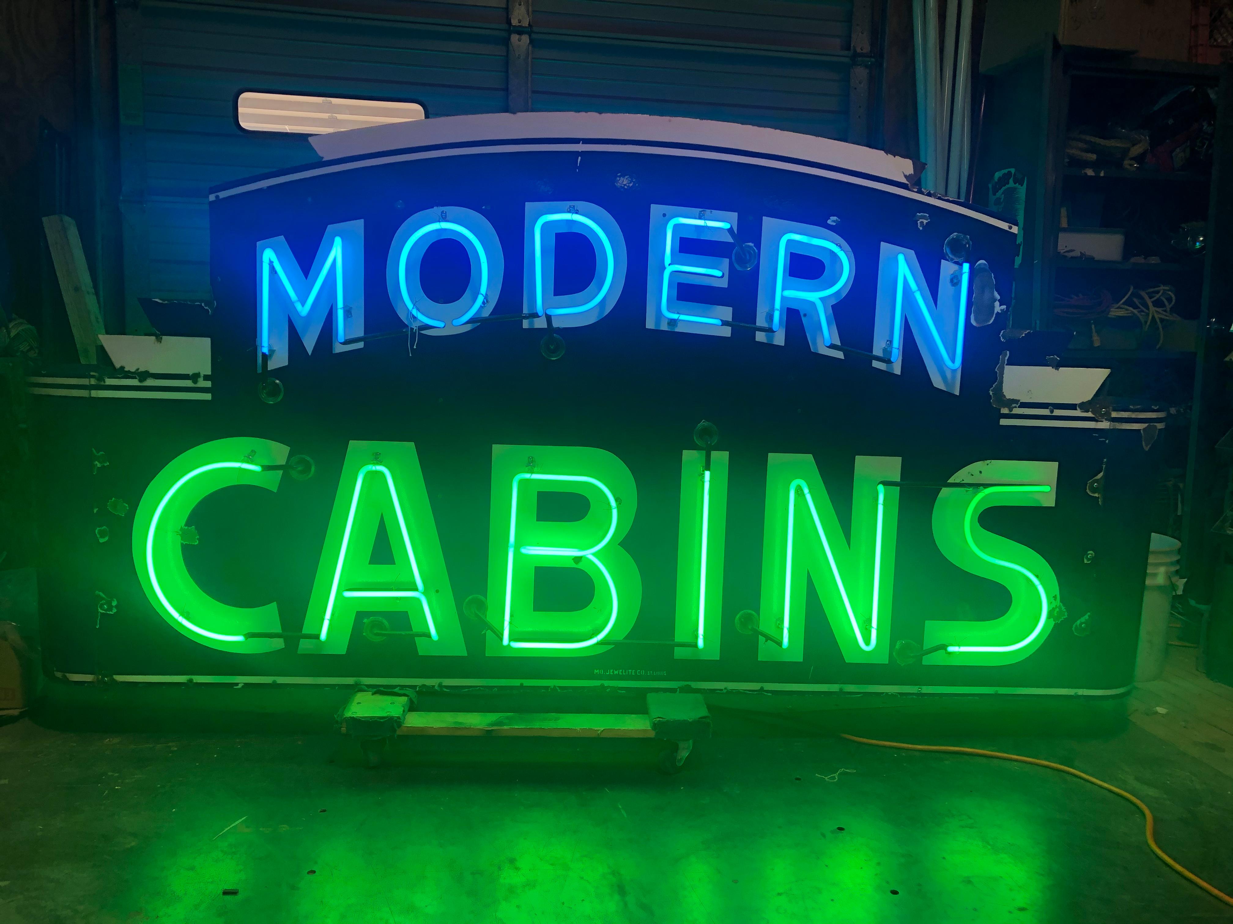 Industrial 1950’s Double Sided Modern Cabins Neon Sign