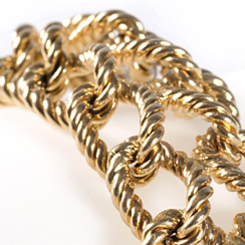 1950s Double Twisted Link Braided Gold Bracelet In Excellent Condition In New York, NY