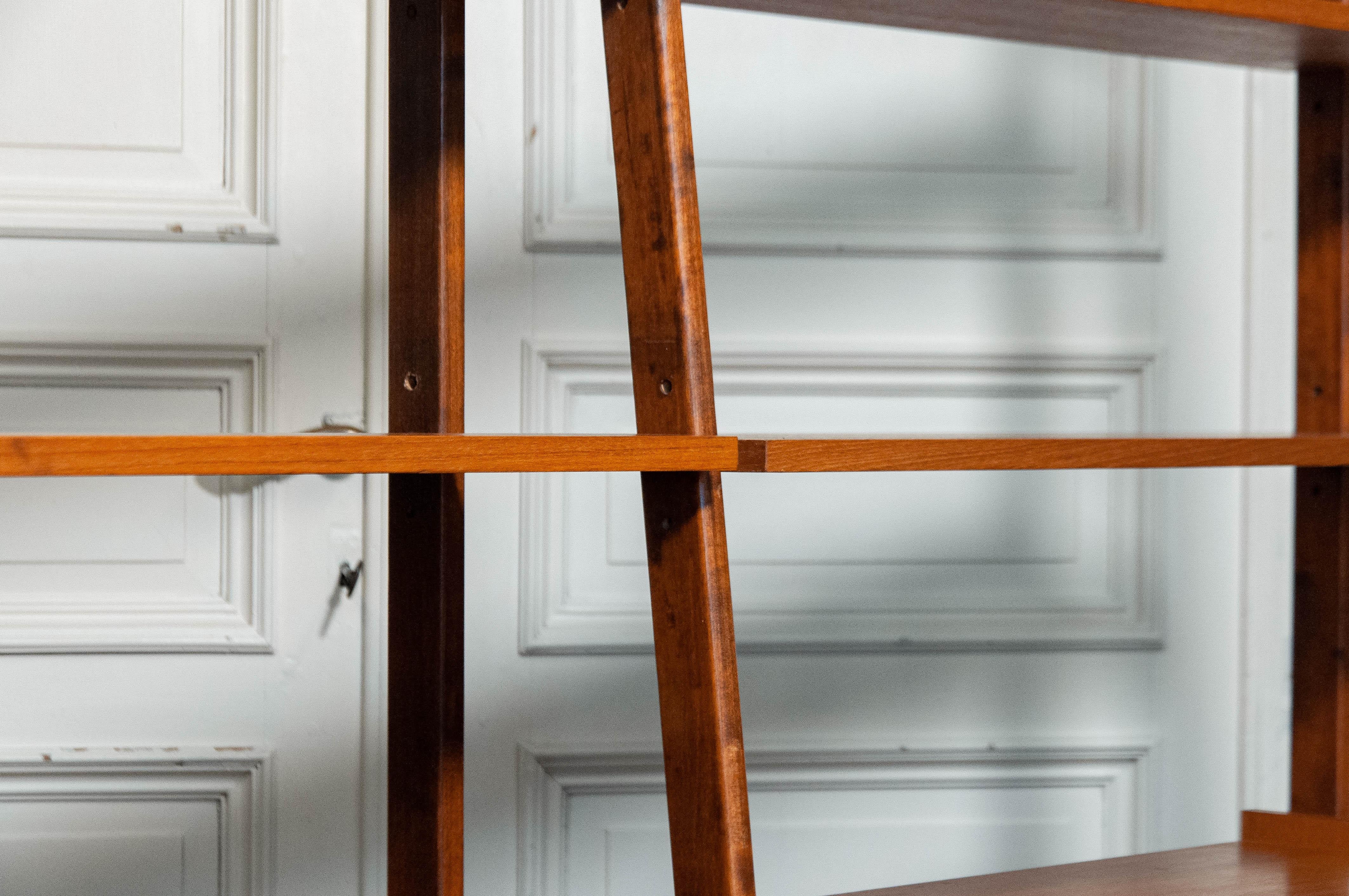 1950s, Double Wall Unit / Bookcase in Teak Veneer, Sweden For Sale 6