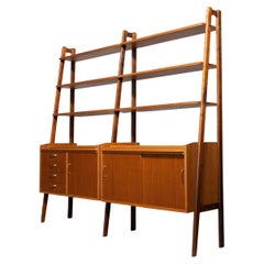 1950s, Double Wall Unit / Bookcase in Teak Veneer, Sweden