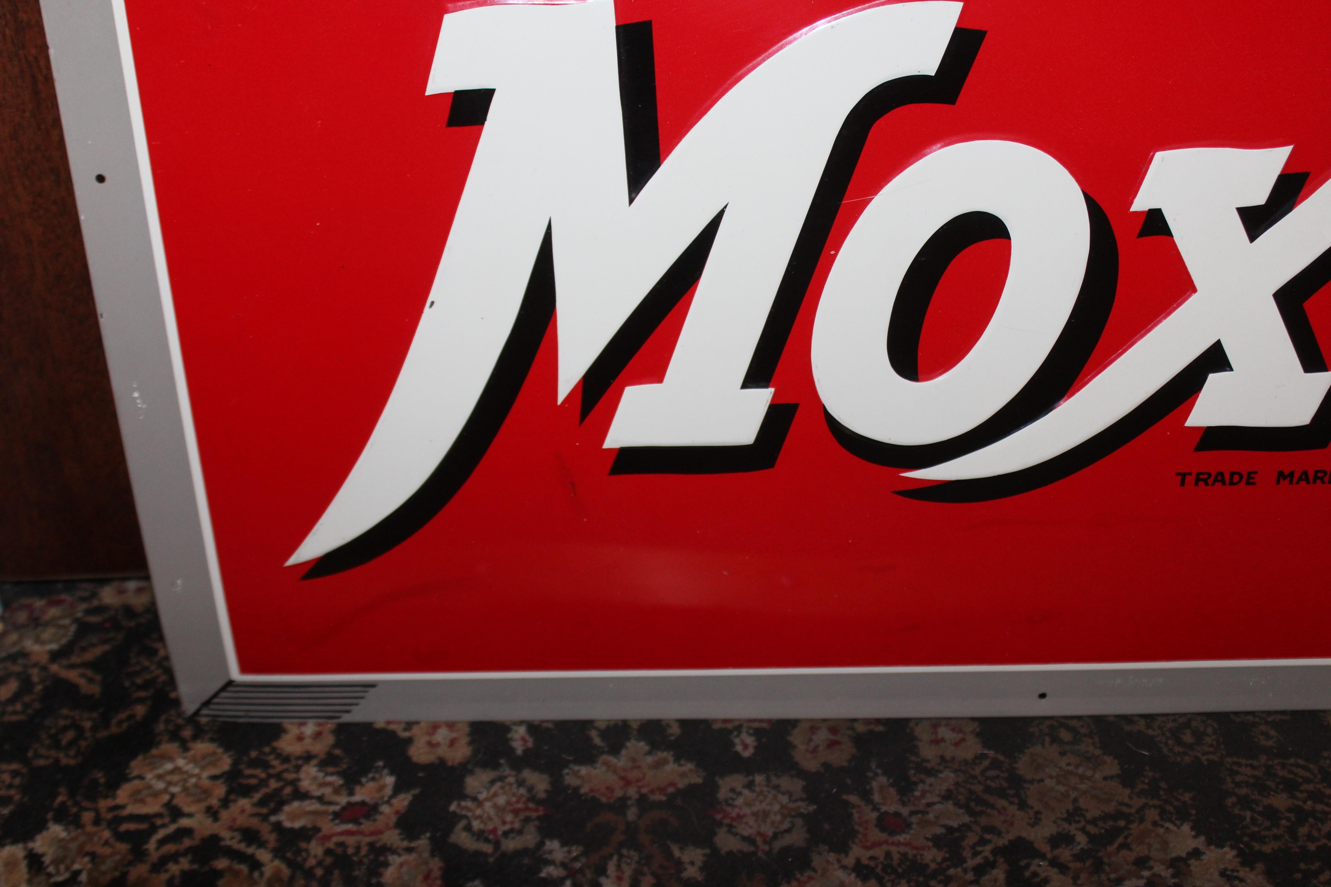 1950s Drink Moxie Soda Tin Advertising Sign For Sale 7