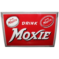 Vintage 1950s Drink Moxie Soda Tin Advertising Sign