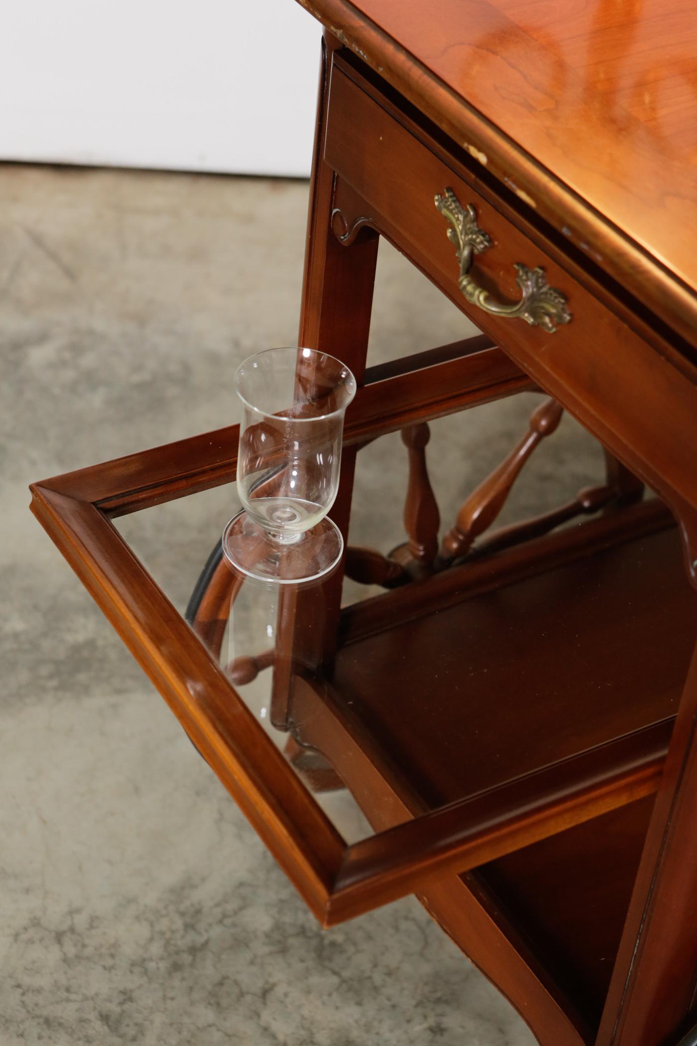 1950s Drop Leaf Bar Cart with Large Wheel by Imperial Furniture 3