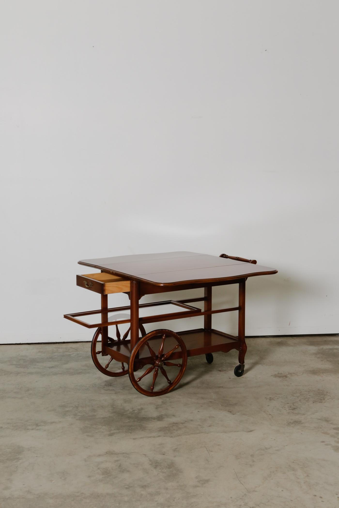 antique tea cart with wheels