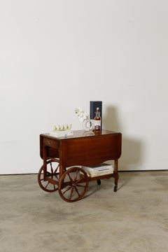 1950s Drop Leaf Bar Cart with Large Wheel by Imperial Furniture