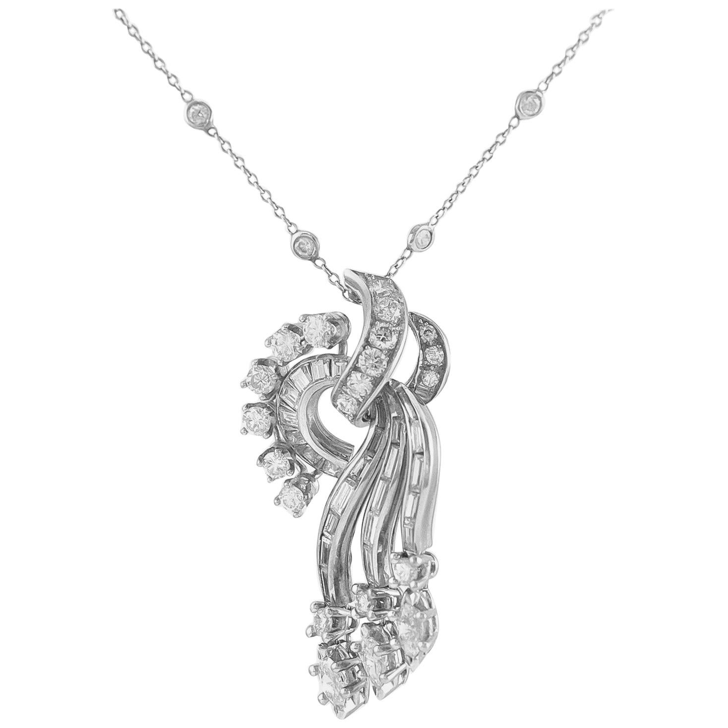 Cushion Cut Diamond Tear Drop Shape Pendant For Sale at 1stDibs