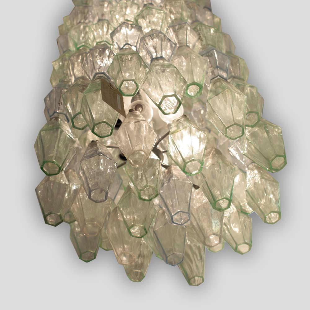 1950s Drum Venini pale green blue and clear poliedri chandelier by Carlo Scarpa In Good Condition For Sale In London, GB