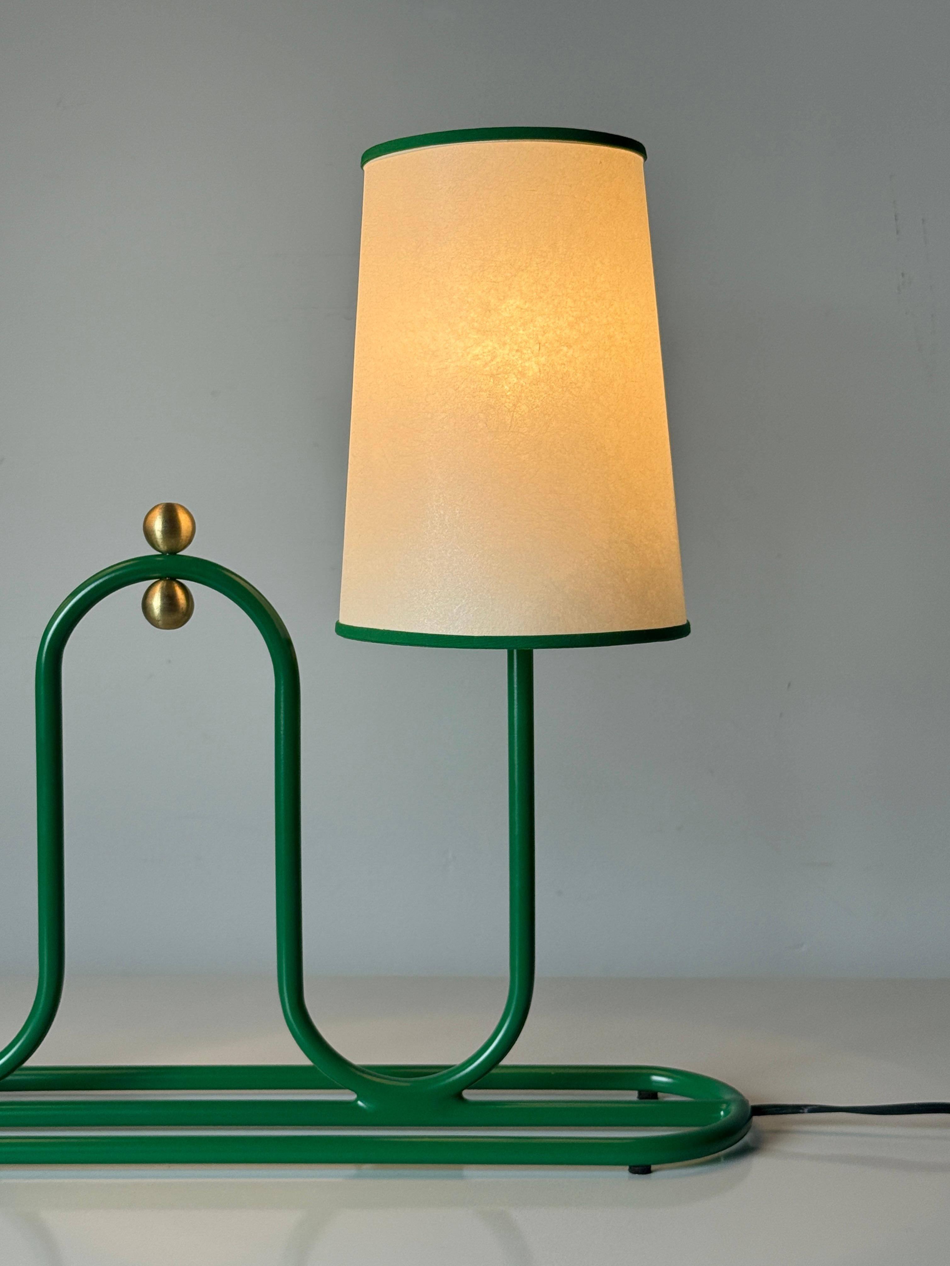 1950s Dual Shade Green Sculptural Table or Desk Lamp For Sale 1