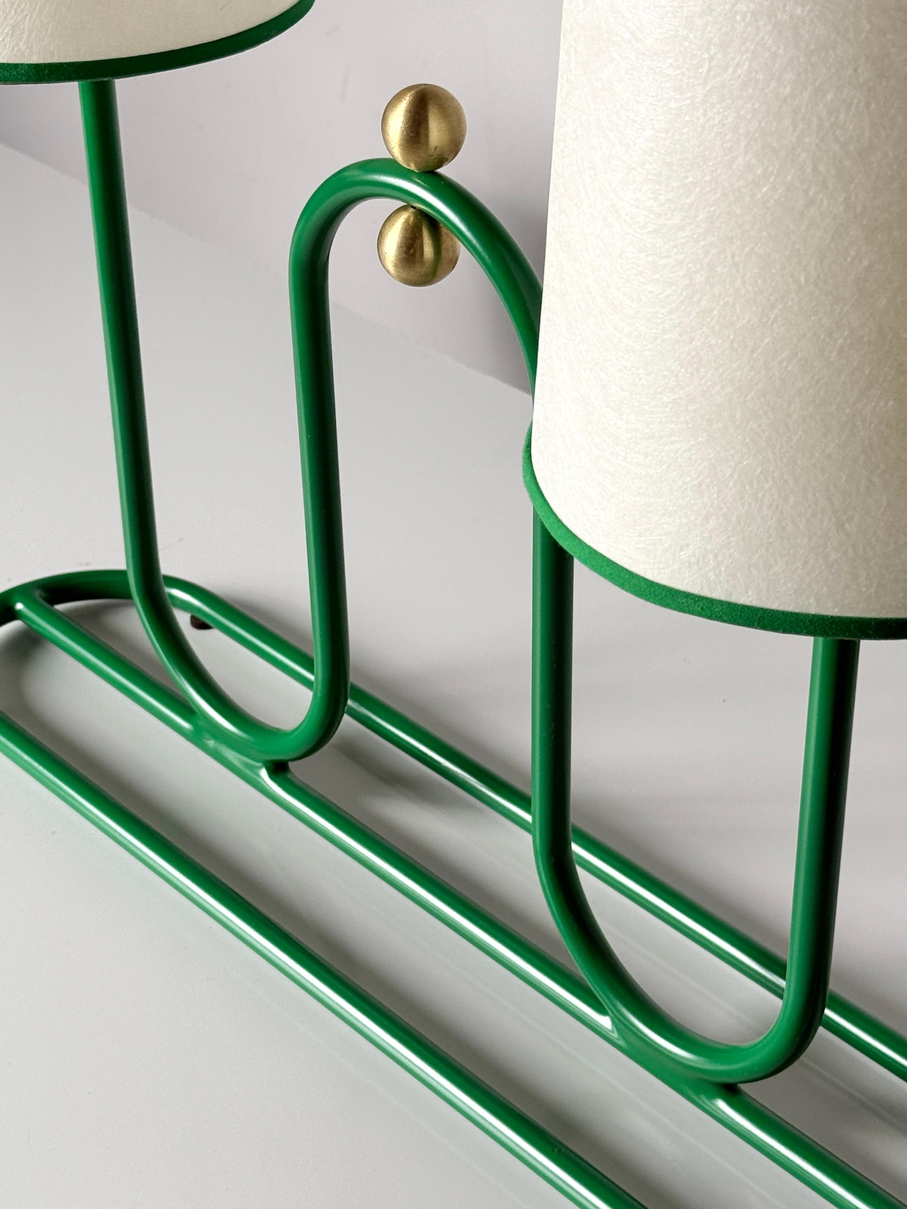 1950s Dual Shade Green Sculptural Table or Desk Lamp For Sale 2