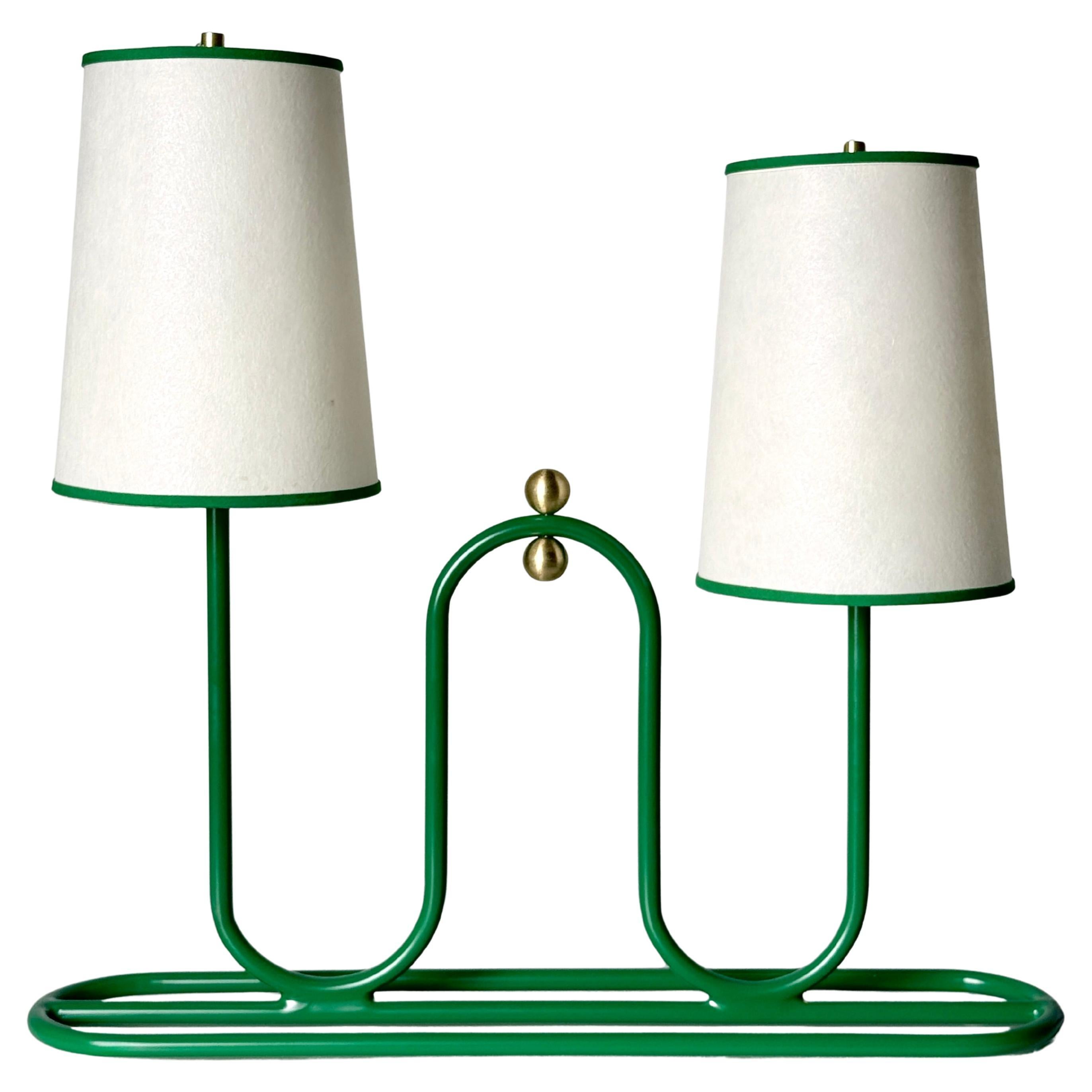 1950s Dual Shade Green Sculptural Table or Desk Lamp