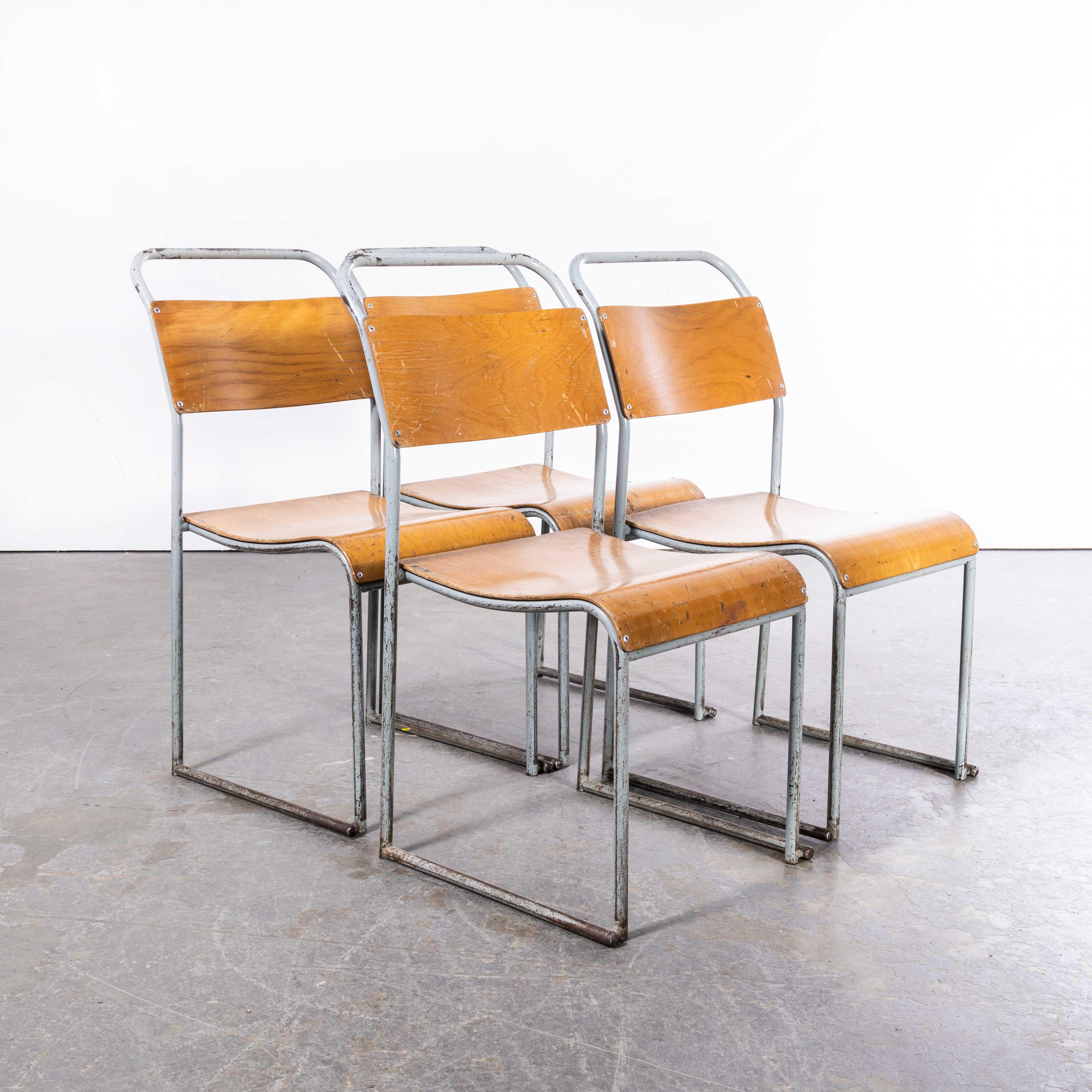 1950s Dual Tubular Metal Grey Dining Chairs, Set of Four For Sale 2