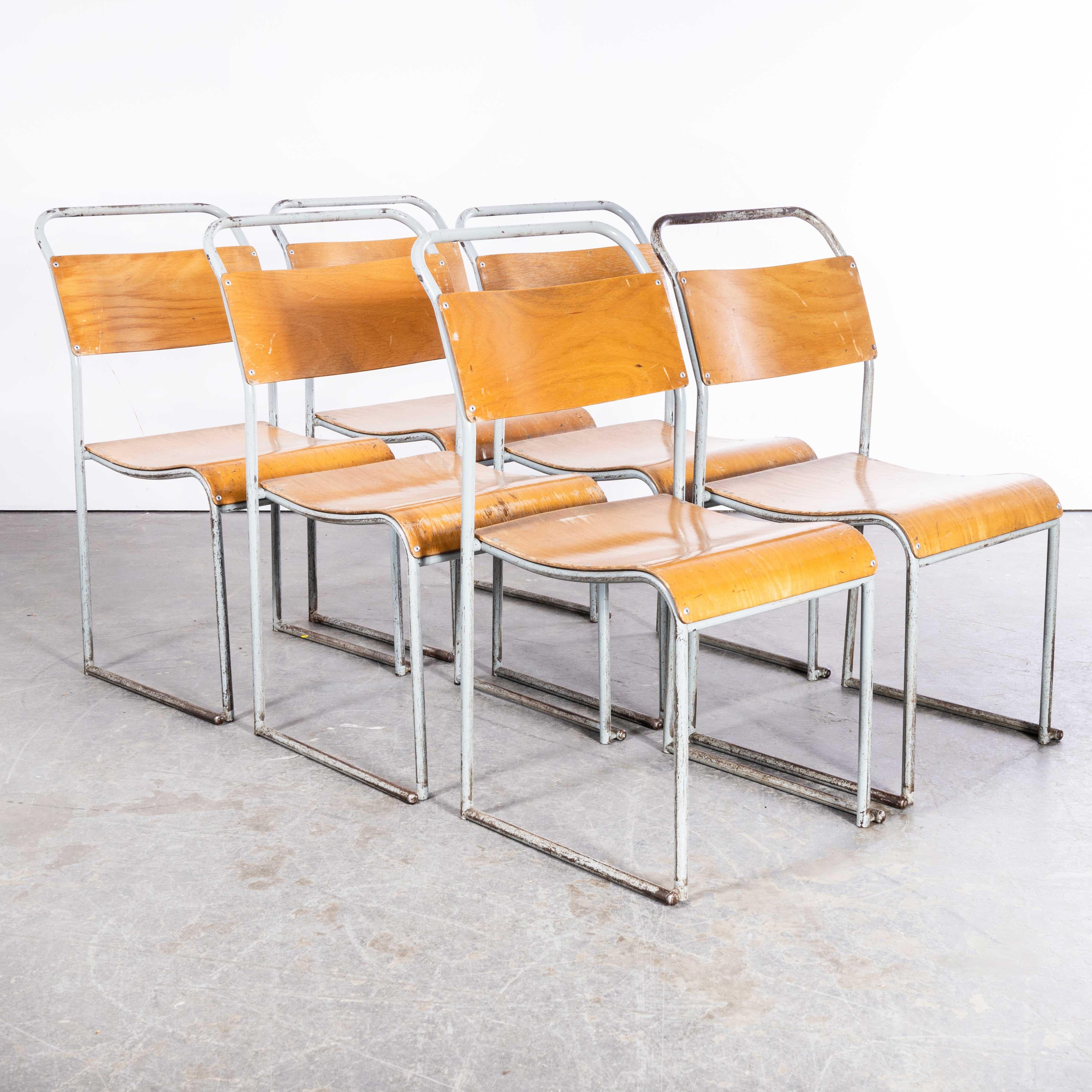 1950s Dual Tubular Metal Grey Dining Chairs, Set of Six For Sale 5