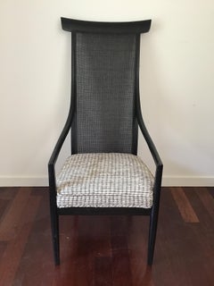 1950s Dunbar Style Black High Back Caned Armchair
