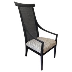 1950s Dunbar Style Black High Back Caned Armchair