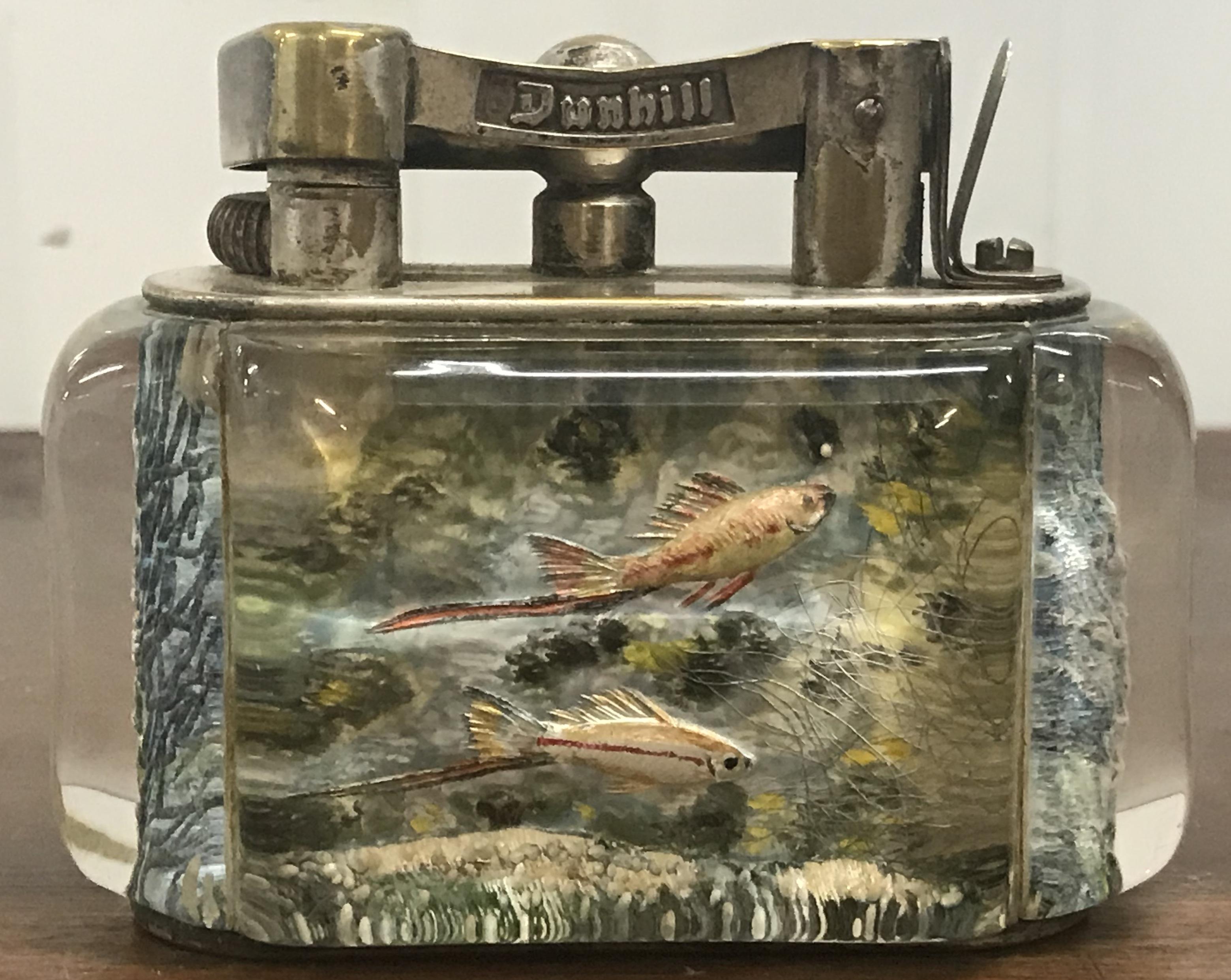 1950s Dunhill Aquarium Oversized Table Lighter Made in England Chrome Deep Sea 1