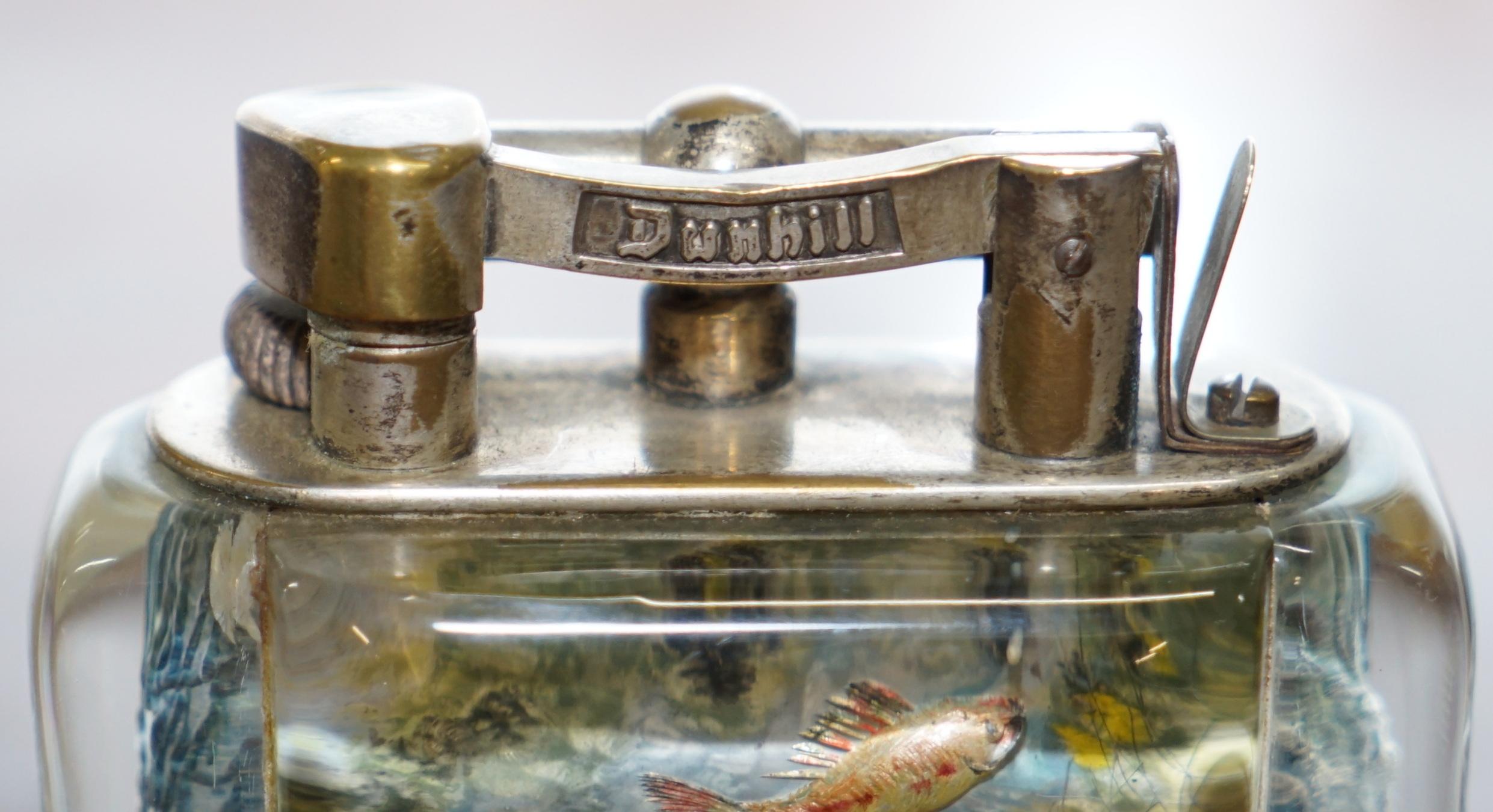 Hand-Crafted 1950s Dunhill Aquarium Oversized Table Lighter Made in England Chrome Deep Sea