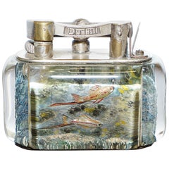 Vintage 1950s Dunhill Aquarium Oversized Table Lighter Made in England Chrome Deep Sea