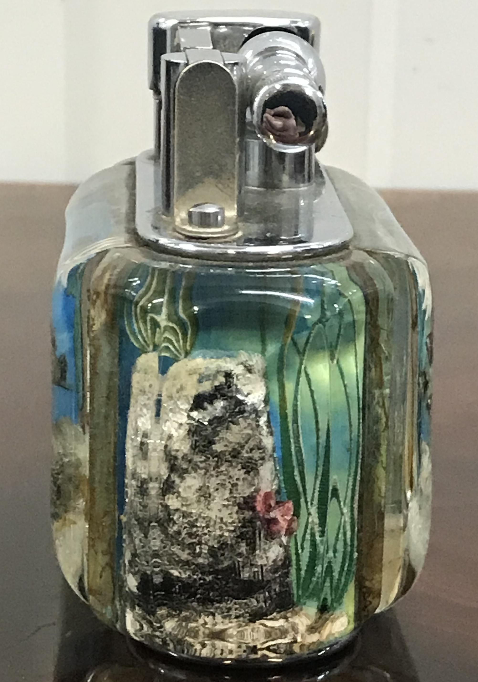 1950s Dunhill Aquarium Oversized Table Lighter Made in England Chrome Lots Fish 5