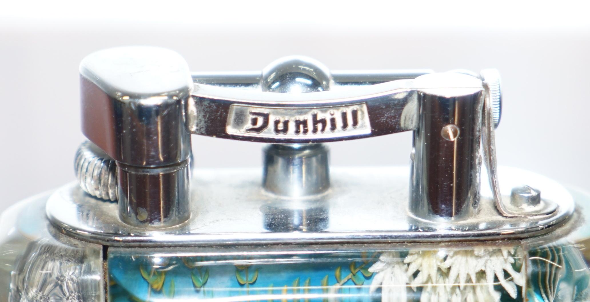 Mid-Century Modern 1950s Dunhill Aquarium Oversized Table Lighter Made in England Chrome Lots Fish