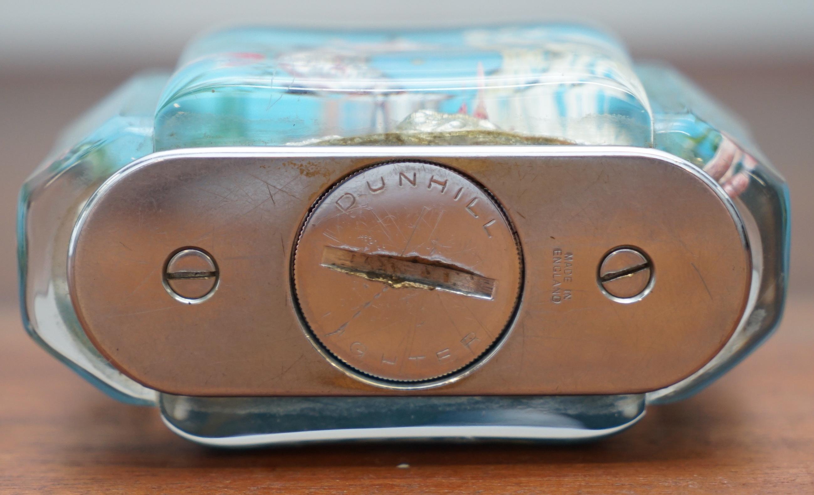 1950s Dunhill Aquarium Oversized Table Lighter Made in England Chrome Red Fish 3